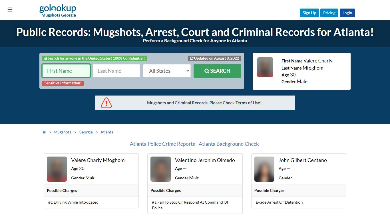 Mugshots Atlanta, Arrest Records Atlanta - GoLookUp